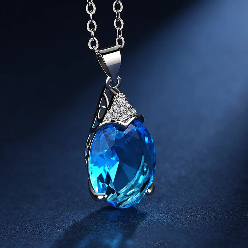 925 Sterling Silver Necklace For Women Round Pendent Sparkling Pave CZ Necklace Fashion Anniversary Birthday Jewelry Gifts