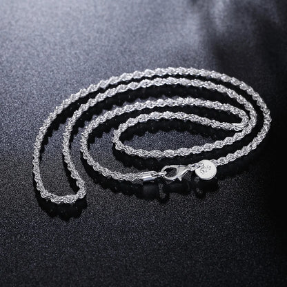 Charm 925 sterling silver Accessories Men 4MM 40-60cm 2PCS Rope Chain Necklace Bracelet Women Fashion Wedding Gift Jewelry