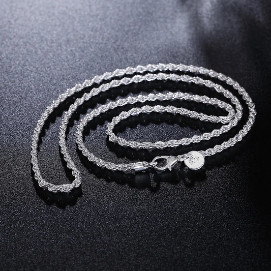 New 20-60cm Silver Color Plated Luxury Brand Design Noble 4mm Necklace Chain For Woman Men Fashion Wedding Engagement Jewelry