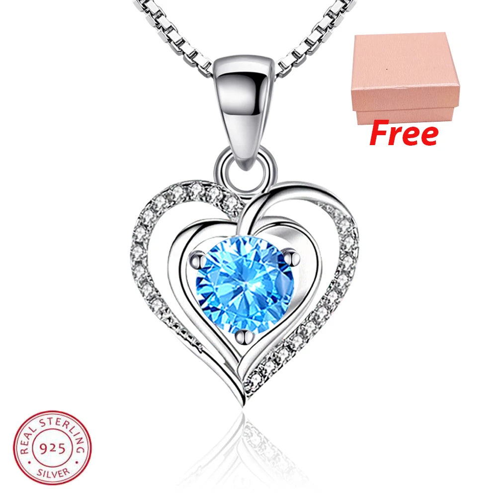 925 Sterling Silver Winter Collection Sparkling Love Necklace Fit DIY Women Fashion Original Jewelry Gift