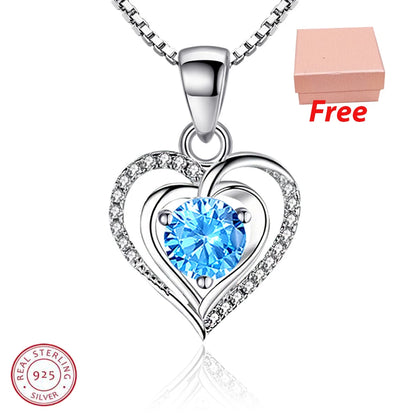 925 Sterling Silver Winter Collection Sparkling Love Necklace Fit DIY Women Fashion Original Jewelry Gift