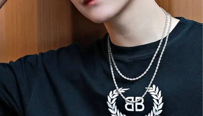 New 925 Sterling Silver 4MM Women Men chain Male Twisted Rope Necklace Fashion Silver Jewelry