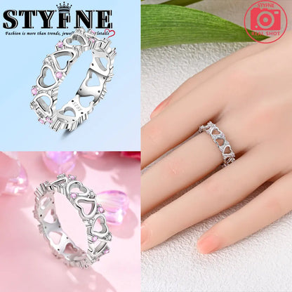 Ring 925 Sterling Silver Heart, Red, Pink, White, Blue Ring for Women Holiday Jewelry Gift