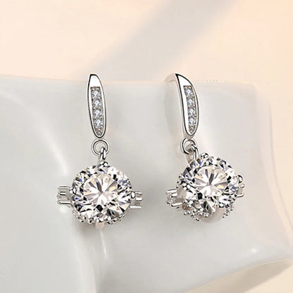 New 925 Sterling Silver Earrings For Women Original Charm Double Hoop Earrings Pave CZ Fine Engagement Anniversary Jewelry Gift