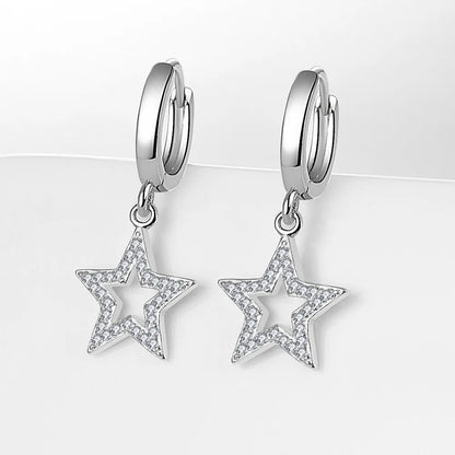 New 925 Sterling Silver Earrings For Women Original Charm Double Hoop Earrings Pave CZ Fine Engagement Anniversary Jewelry Gift