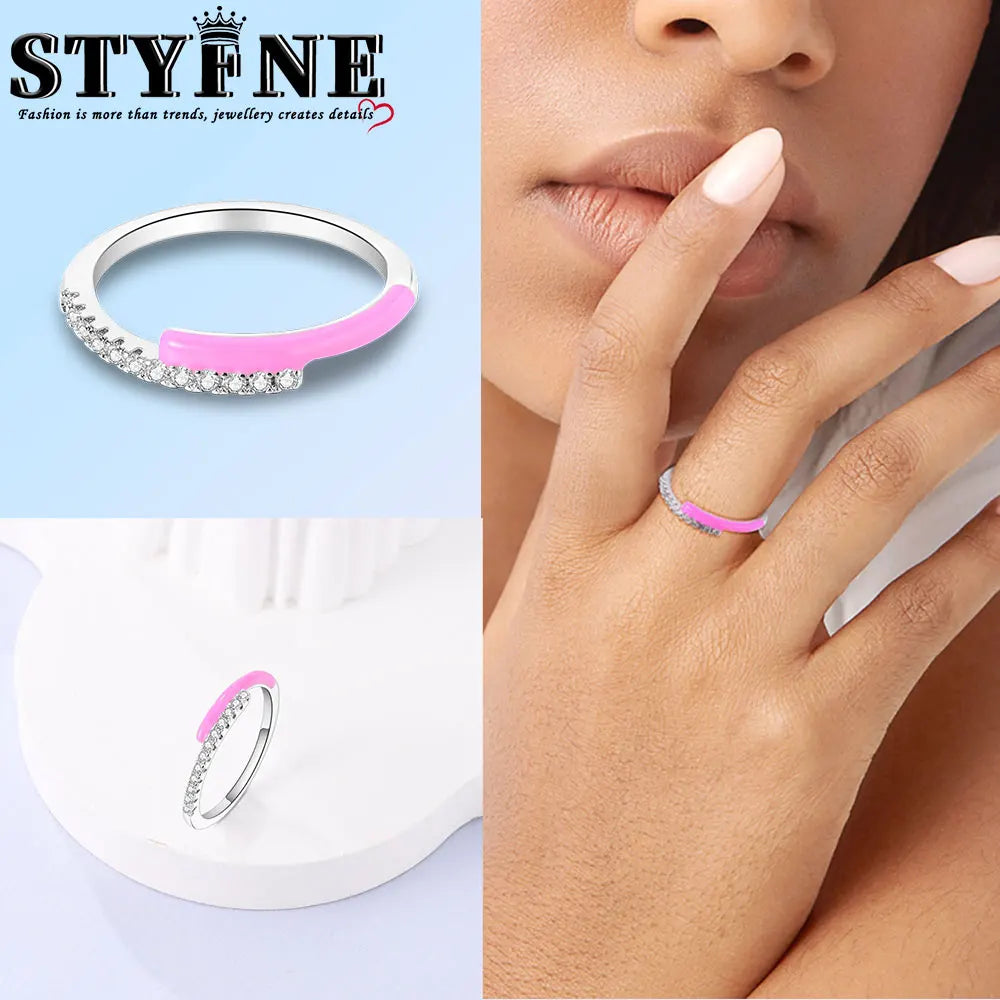 Ring 925 Sterling Silver Heart, Red, Pink, White, Blue Ring for Women Holiday Jewelry Gift