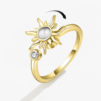 ELYSIUM sunflower fidget ring – rotating relief for daily stress.