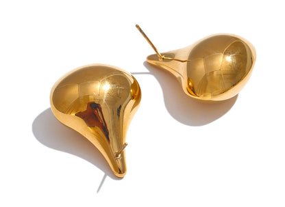 Elysium 18K Gold Color Stainless Steel New Style Water Drop Stylish Stud Earrings Women Statement Daily Temperament Jewelry