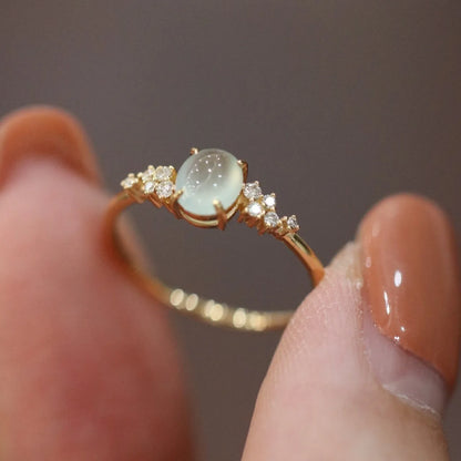 925 Stamp Silver Color Opal Ring for Women Girl Braided Hollow Romantic Jewelry Engagement