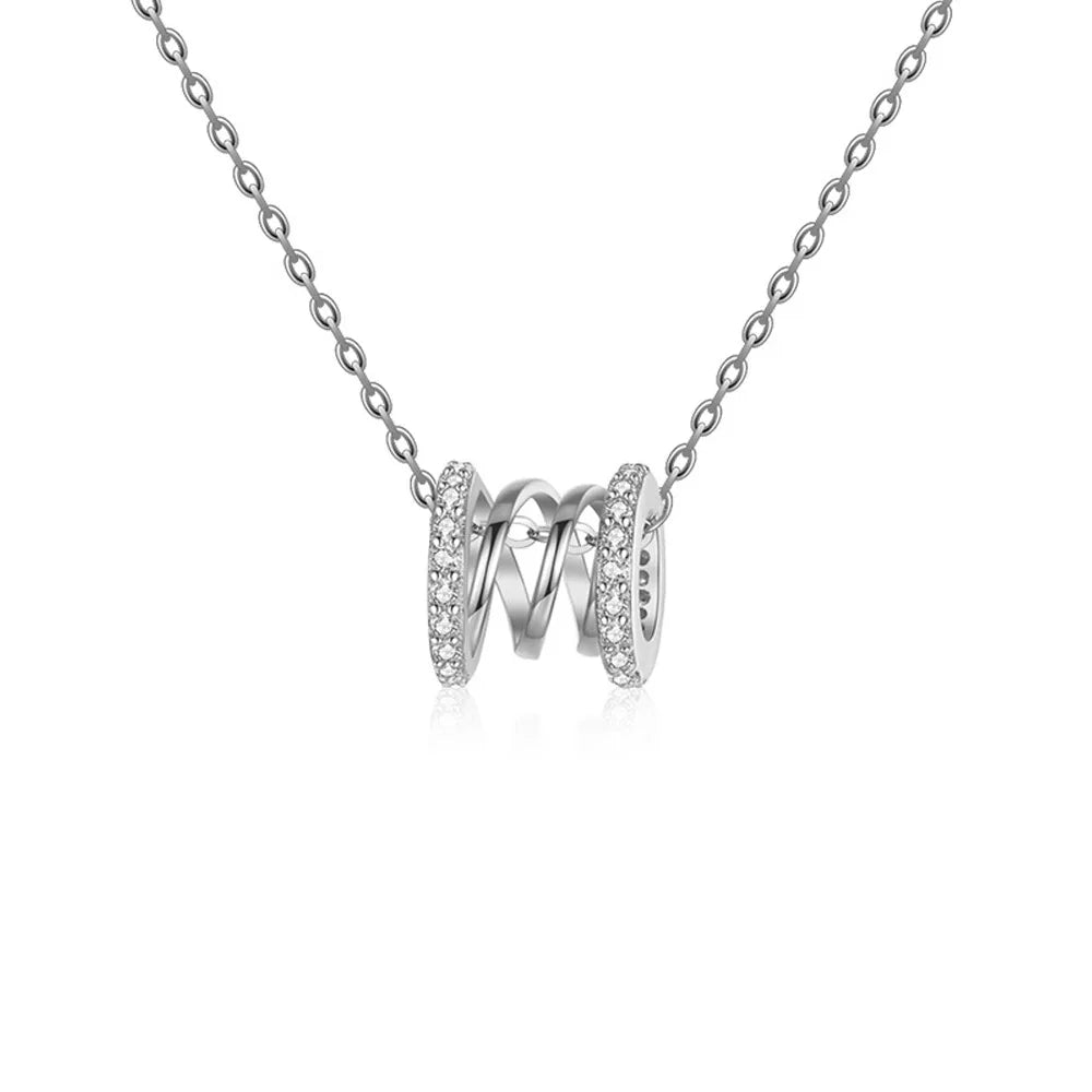 New 925 Sterling Silver Necklace For Women Round Pendent Sparkling Pave CZ Necklace Fashion Anniversary Birthday Jewelry Gifts