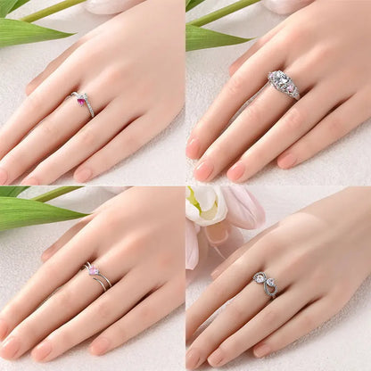 Ring 925 Sterling Silver Heart, Red, Pink, White, Blue Ring for Women Holiday Jewelry Gift