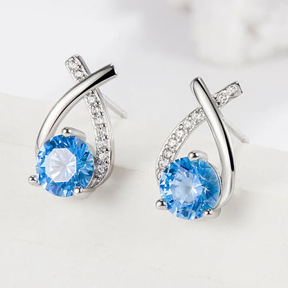 925 Sterling Silver Jewelry Women Fashion Cute Tiny Clear Crystal CZ Stud Earrings Gift for Girls Teens Lady R003