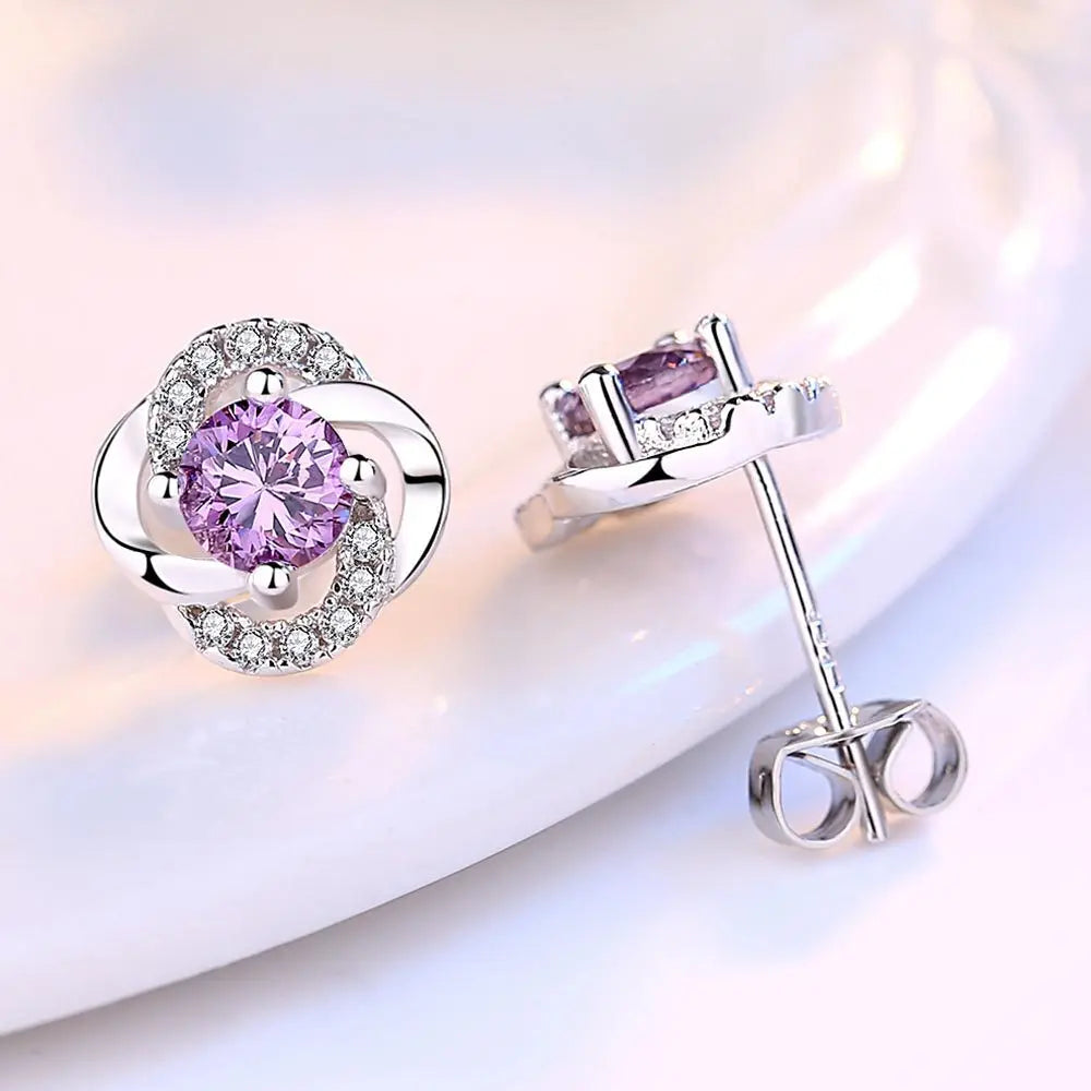 925 Silver Women Hoop Earrings Fashion Pendientes Gift For Female Girl Sparkling Pave CZ U Heart Shape Star Moon