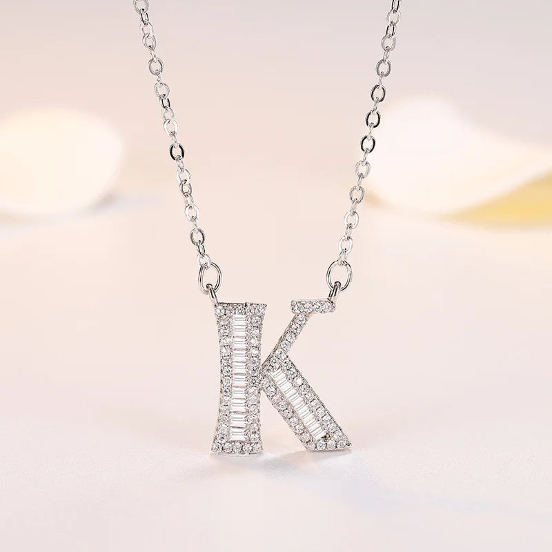 New 925 Sterling Silver 26 letter necklace Personal name handmade jewelry For Women Wedding Charm Fashion