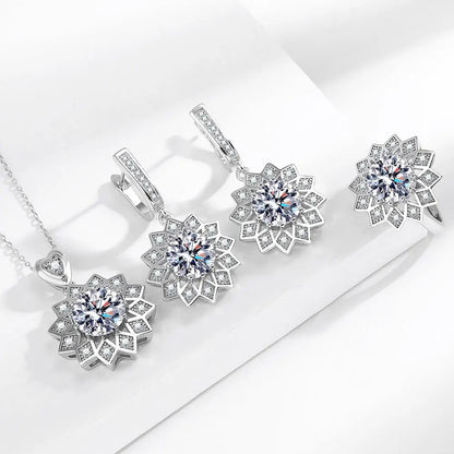 925 Sterling Silver Jewelry Sets For Women Heart Zircon Ring Earrings Necklace Wedding Bridal Elegant Christmas