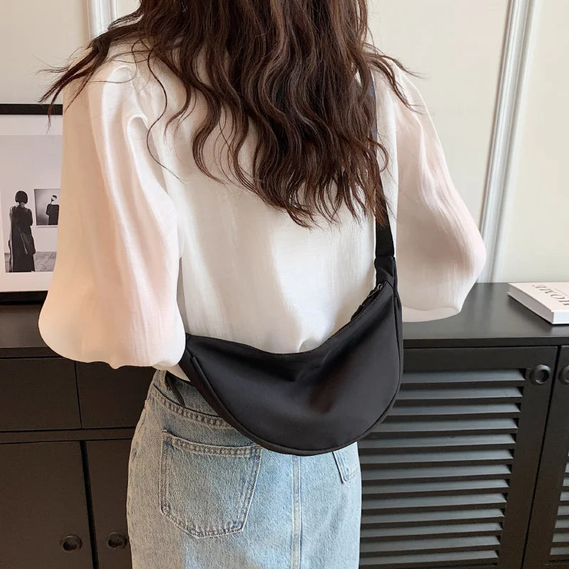 Simple Design Women's Messenger Bag Fashion Ladies Nylon Hobos Small Shoulder Bags Vintage Female Girls Purse Cloth Handbags