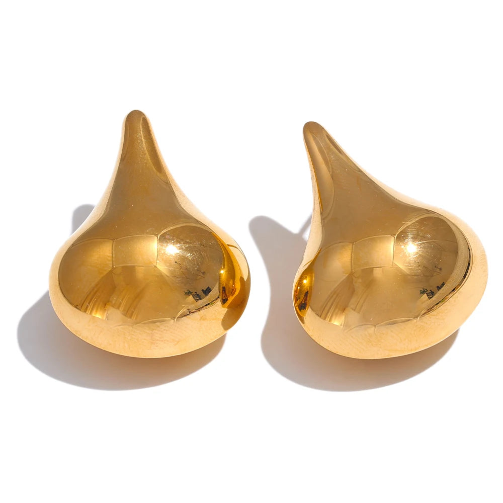 Elysium 18K Gold Color Stainless Steel New Style Water Drop Stylish Stud Earrings Women Statement Daily Temperament Jewelry