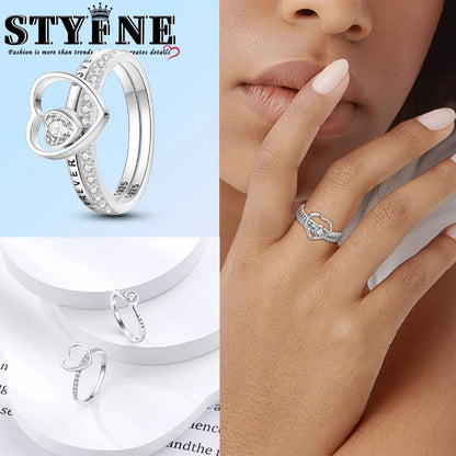 Ring 925 Sterling Silver Heart, Red, Pink, White, Blue Ring for Women Holiday Jewelry Gift