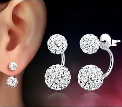Promotion 925 Sterling Silver Fashion U Bend Shiny Shambhala Ball Ladies Stud Earrings Jewelry Free Wholesale Gifts