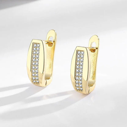 925 Sterling silver needle Earrings Fashion High Quality Jewelry Double Row Crystal Zircon Round Stud H570