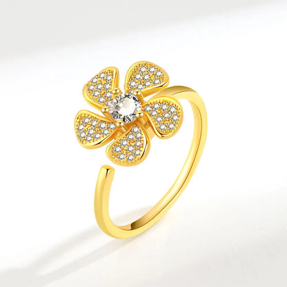 ELYSIUM sunflower fidget ring – rotating relief for daily stress.