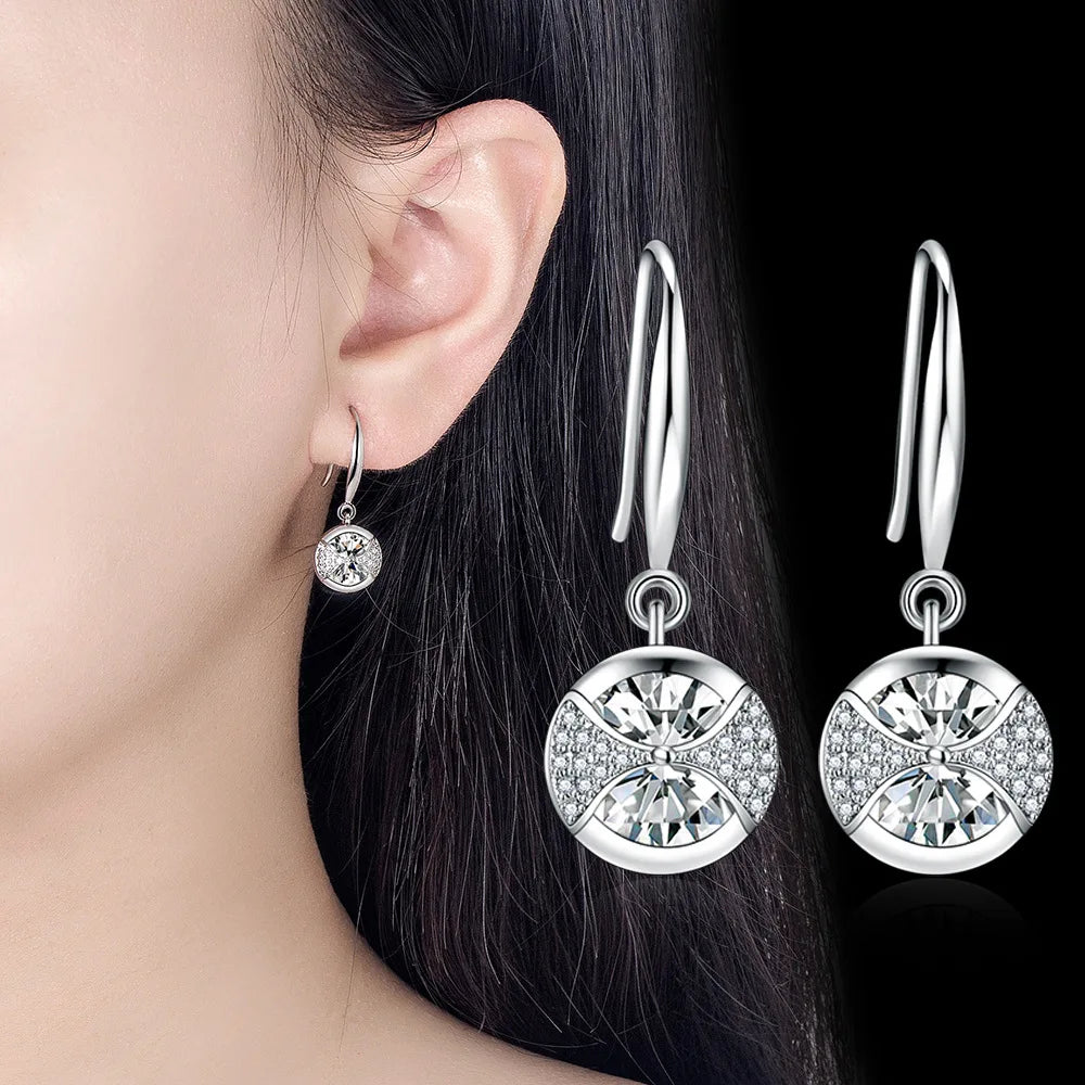 925 Sterling Silver Hoop Earrings Moon Star Dreamcatcher Colored Zircon Fine Earring Jewelry Gift For Women