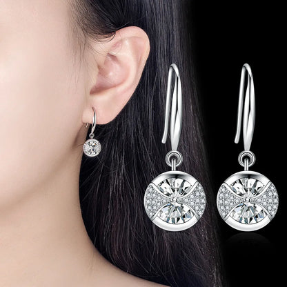 925 Sterling Silver Hoop Earrings Moon Star Dreamcatcher Colored Zircon Fine Earring Jewelry Gift For Women