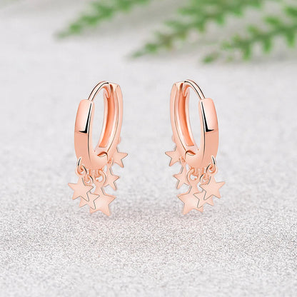 925 Silver Women Hoop Earrings Fashion Pendientes Gift For Female Girl Sparkling Pave CZ U Heart Shape Star Moon