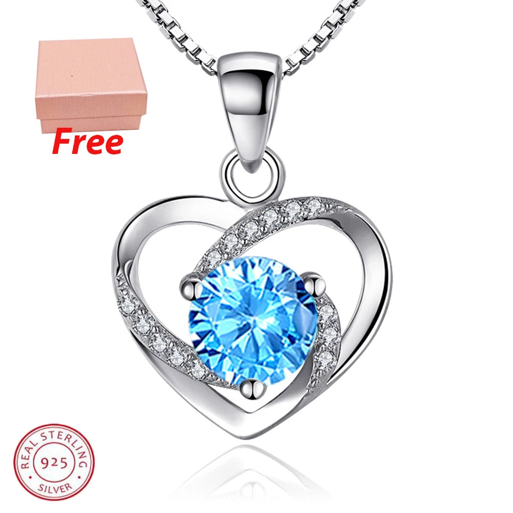 925 Sterling Silver Winter Collection Sparkling Love Necklace Fit DIY Women Fashion Original Jewelry Gift