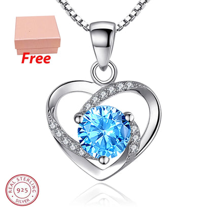 925 Sterling Silver Winter Collection Sparkling Love Necklace Fit DIY Women Fashion Original Jewelry Gift