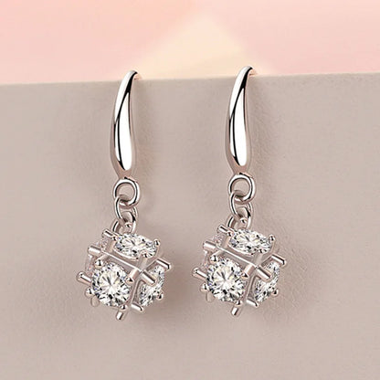 925 Sterling Silver Earrings For Women Original Charm Double Hoop Earrings Pave CZ Fine Engagement Anniversary Jewelry Gift