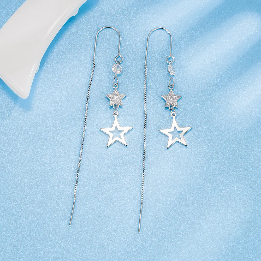 925 Sterling Silver Hoop Earrings Moon Star Dreamcatcher Colored Zircon Fine Earring Jewelry Gift For Women