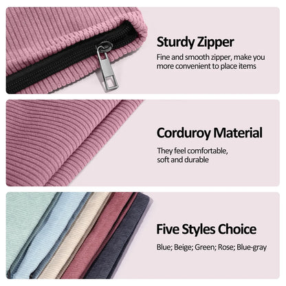 Corduroy Travel Cosmetic Bag Portable Makeup Storage Bag Purses Women Large Capacity Zipper Make Up Organizer Storage Clutch