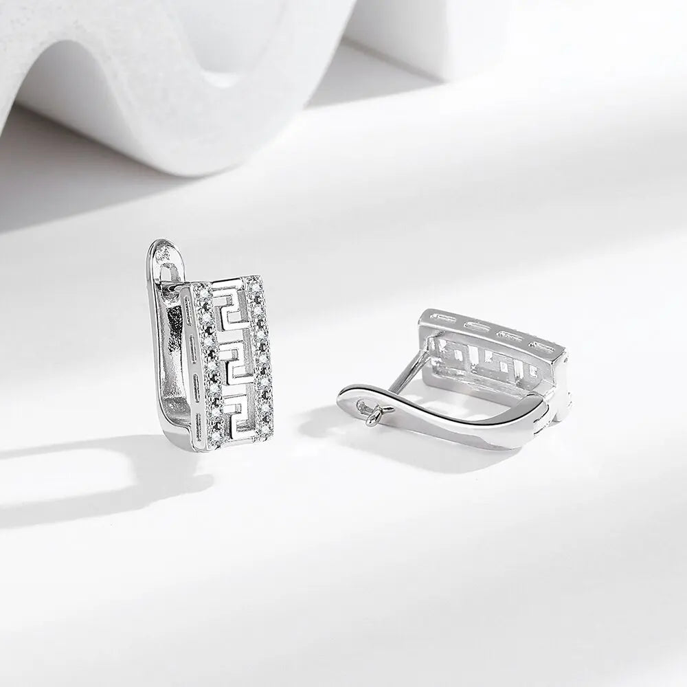 925 Sterling silver needle Earrings Fashion High Quality Jewelry Double Row Crystal Zircon Round Stud H570