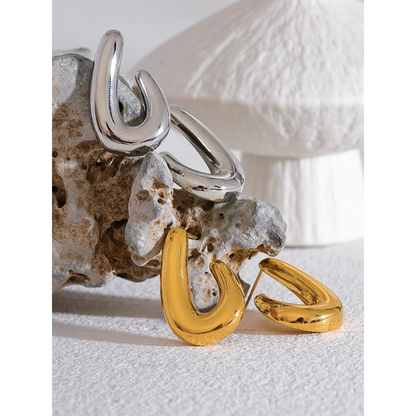 Elysium 316l Stainless Steel Geometric Textured Stud Earrings Prevent Allergy 18K PVD Plated Metal Simple Jewelry for Women Gift