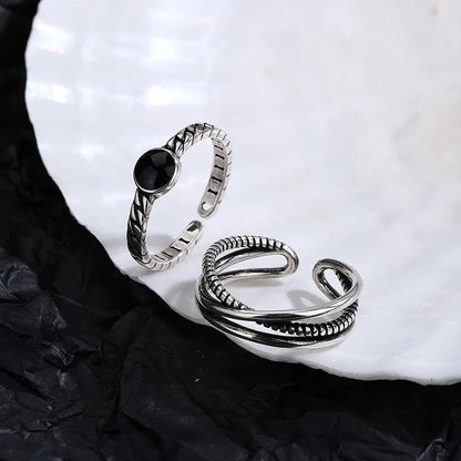 925 Sterling Silver Geometric Multilayer Round Bead Ring Female Fashion Punk Temperament Prevent Allergy Charm Jewelry