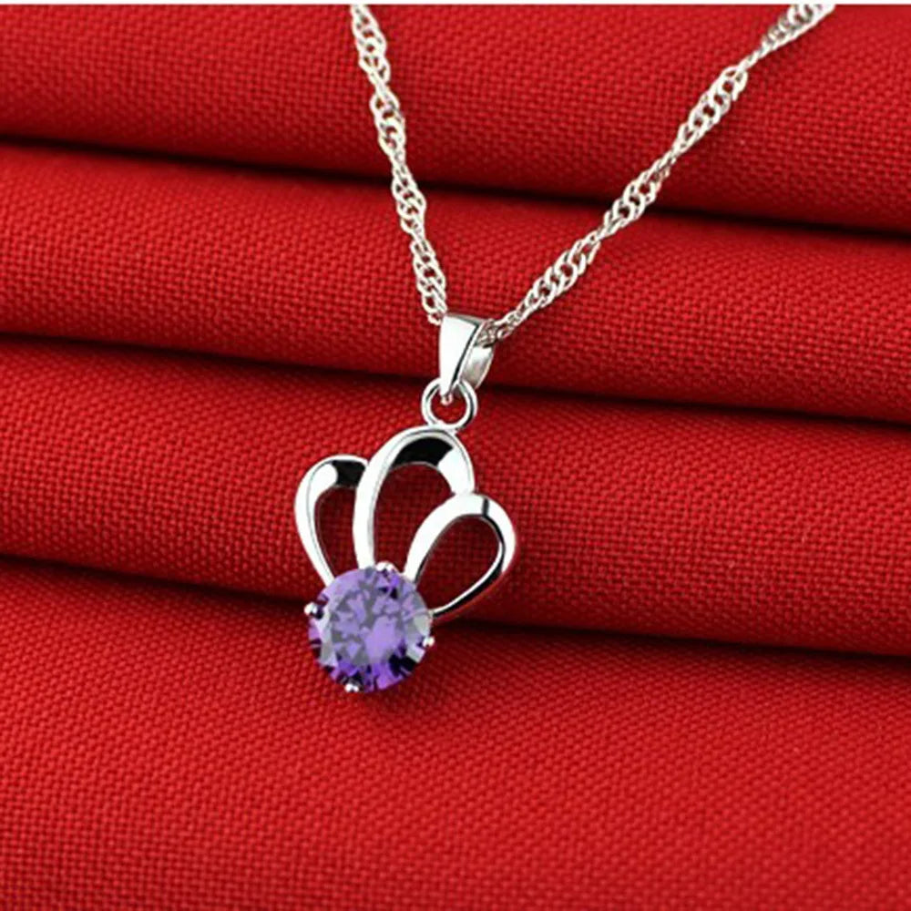 New 925 Sterling Silver Necklace For Women Round Pendent Sparkling Pave CZ Necklace Fashion Anniversary Birthday Jewelry Gifts