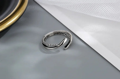 925 Sterling Silver Geometric Multilayer Round Bead Ring Female Fashion Punk Temperament Prevent Allergy Charm Jewelry