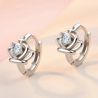 925 Sterling Silver Earrings For Women Original Charm Double Hoop Earrings Pave CZ Fine Engagement Anniversary Jewelry Gift