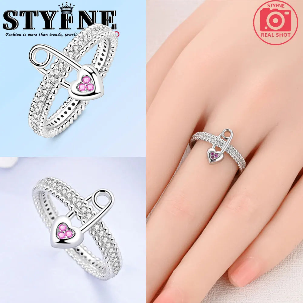 Ring 925 Sterling Silver Heart, Red, Pink, White, Blue Ring for Women Holiday Jewelry Gift