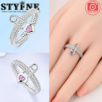 Ring 925 Sterling Silver Heart, Red, Pink, White, Blue Ring for Women Holiday Jewelry Gift