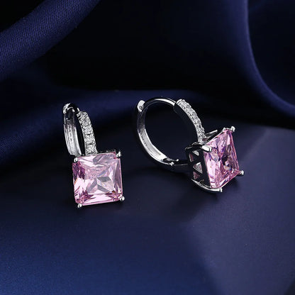 925 Silver Women Hoop Earrings Fashion Pendientes Gift For Female Girl Sparkling Pave CZ U Heart Shape Star Moon Earring E1258