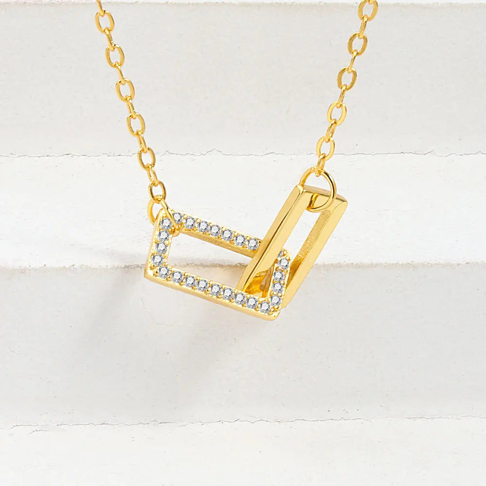 925 Sterling Silver Big Color Stone Pendant Chain Light Crystal Necklace for Women Excellent Jewelry Collarbone Chain 7355