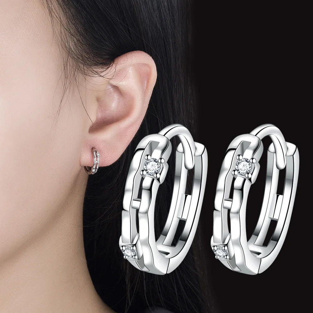 925 Sterling Silver Hoop Earrings Moon Star Dreamcatcher Colored Zircon Fine Earring Jewelry Gift For Women