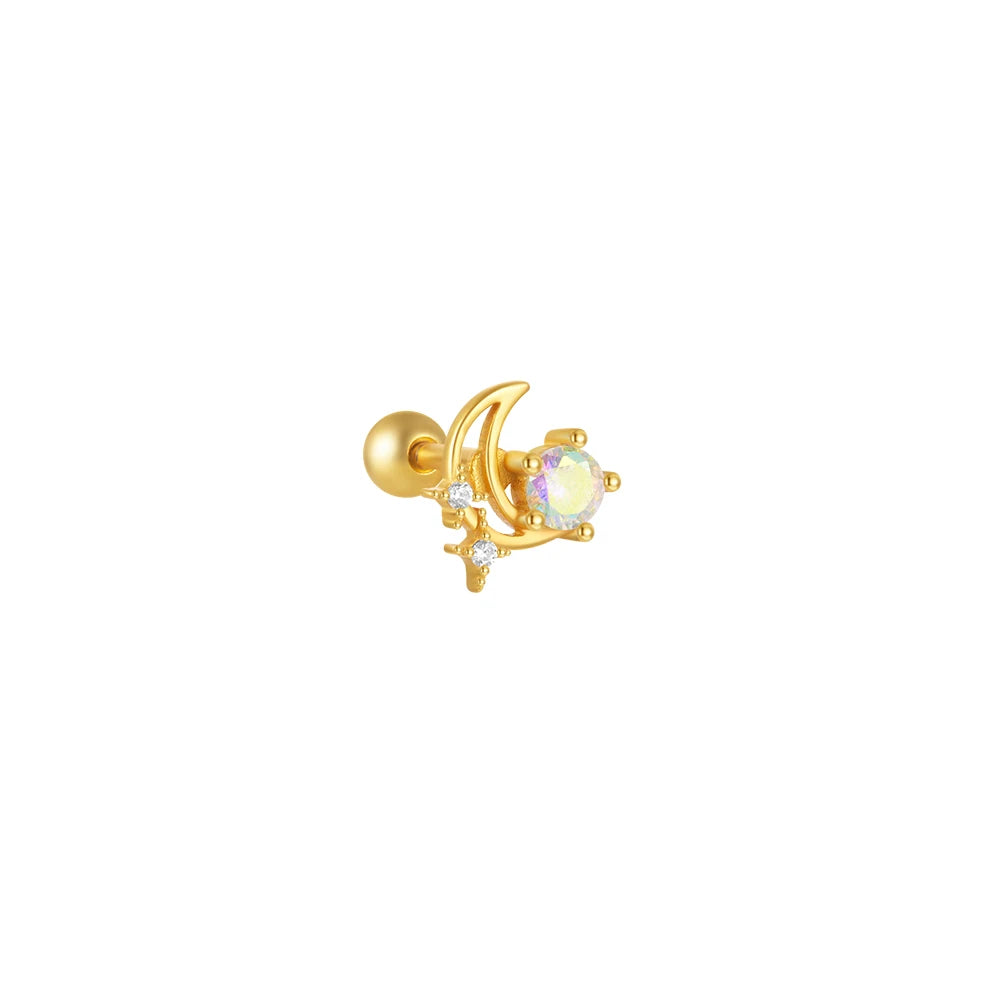 Heart Round Ball Flat Helix Piercing Earring 925 Sterling Silver Ear Studs Geometric Zircon Exquisite Trinket Studs Aretes