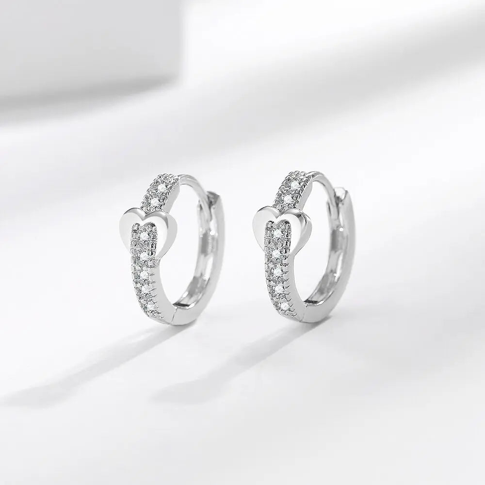 925 Sterling silver needle Earrings Fashion High Quality Jewelry Double Row Crystal Zircon Round Stud H570