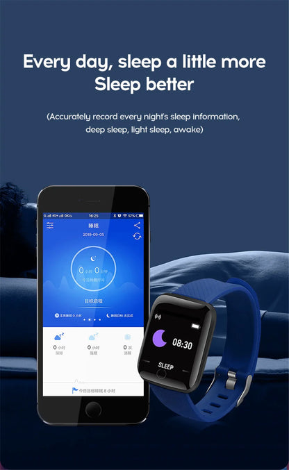 Smart Watch Sport Fitness Bracelet Control Music Message Display Pedometer Bluetooth Connect Smartwatch 116 Alarm Clock Weather