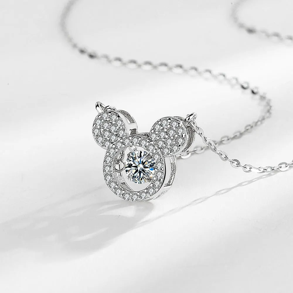 925 Sterling Silver Big Color Stone Pendant Chain Light Crystal Necklace for Women Excellent Jewelry Collarbone Chain 7355