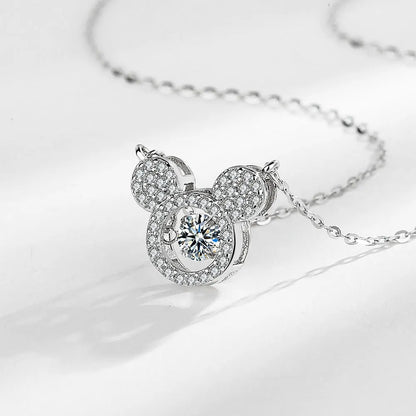 925 Sterling Silver Big Color Stone Pendant Chain Light Crystal Necklace for Women Excellent Jewelry Collarbone Chain 7355