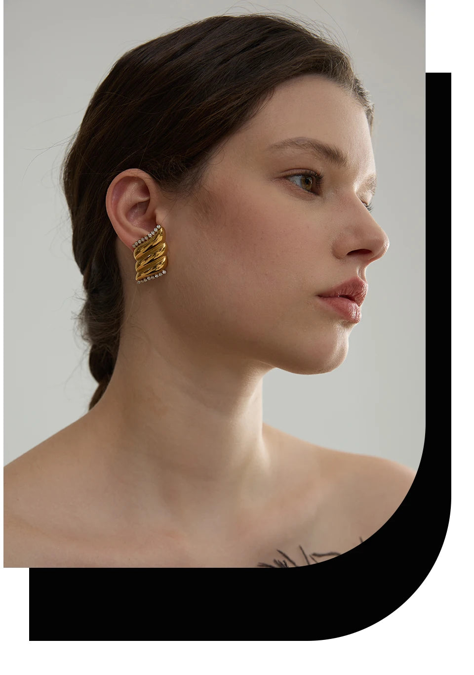 Elysium High Quality Stainless Steel Geometric CZ Stud Earrings Waterproof Zircon Personalized Metal Versatile Jewelry Gala Gift